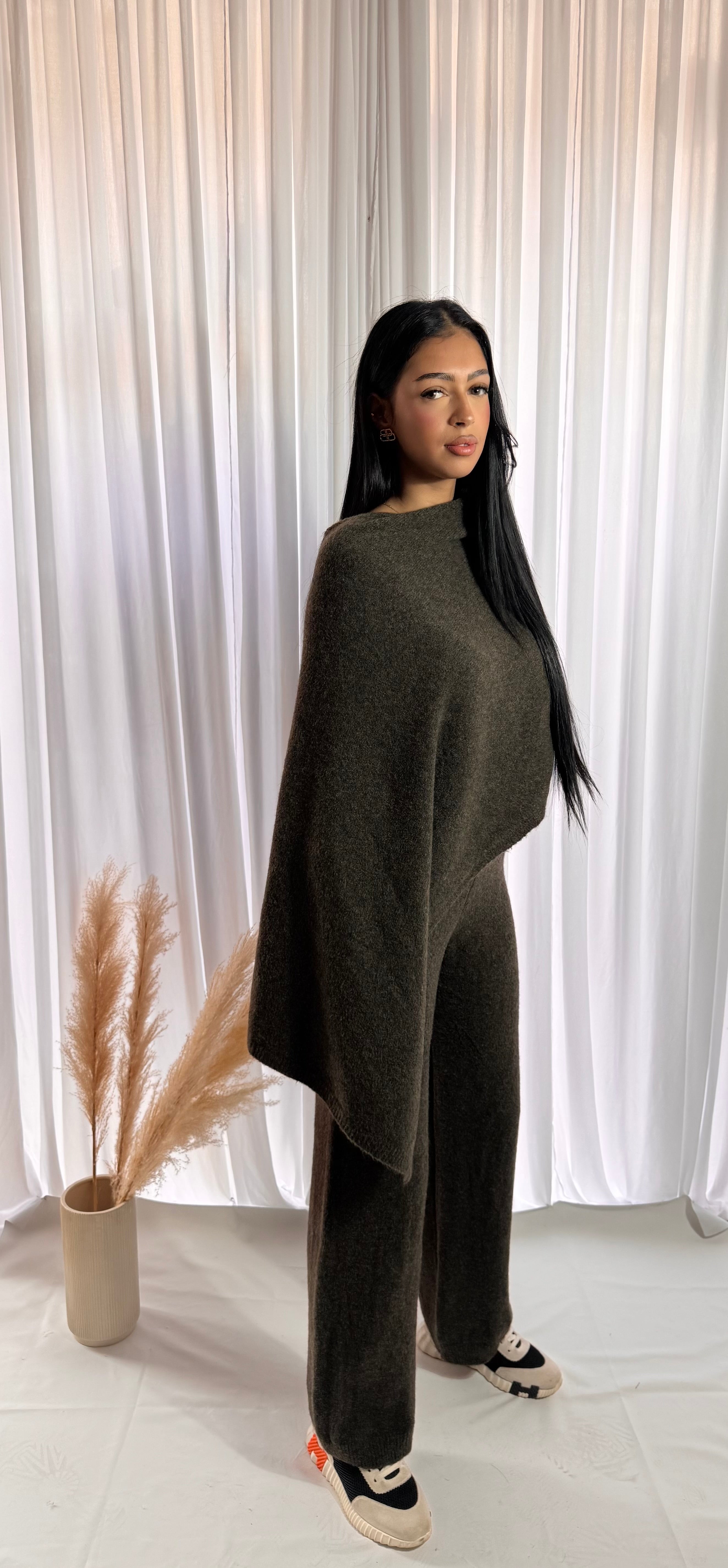 Ensemble poncho Marron