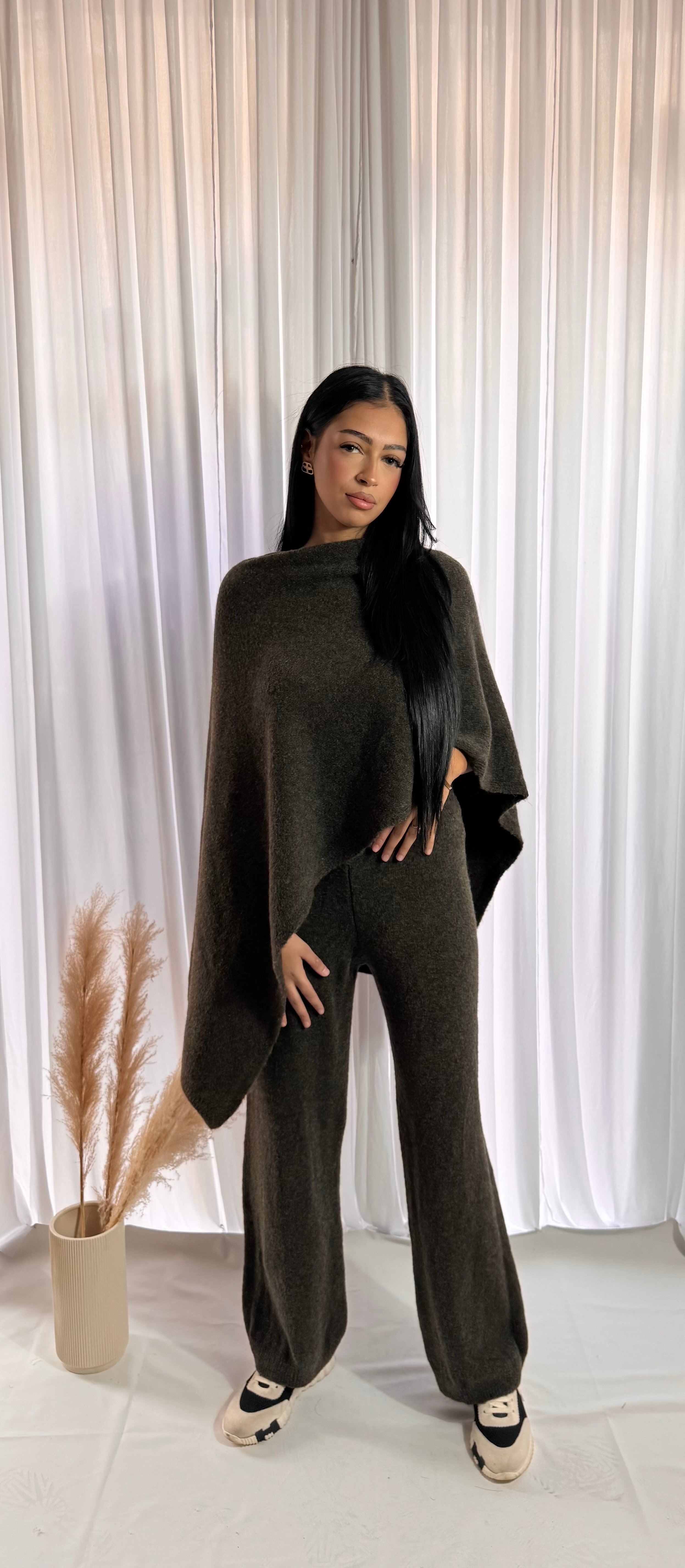 Ensemble poncho Marron