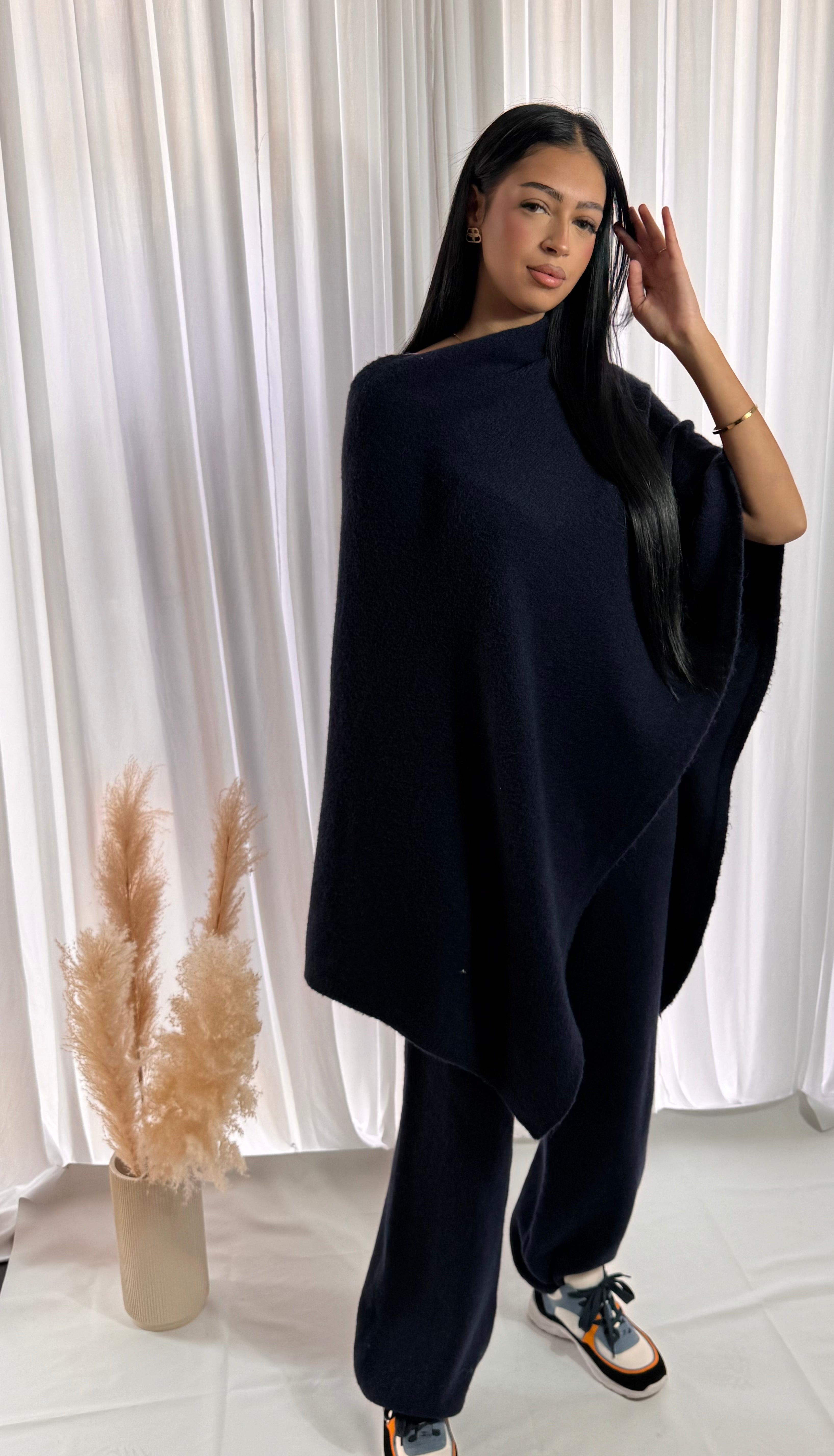 Ensemble poncho bleu marine