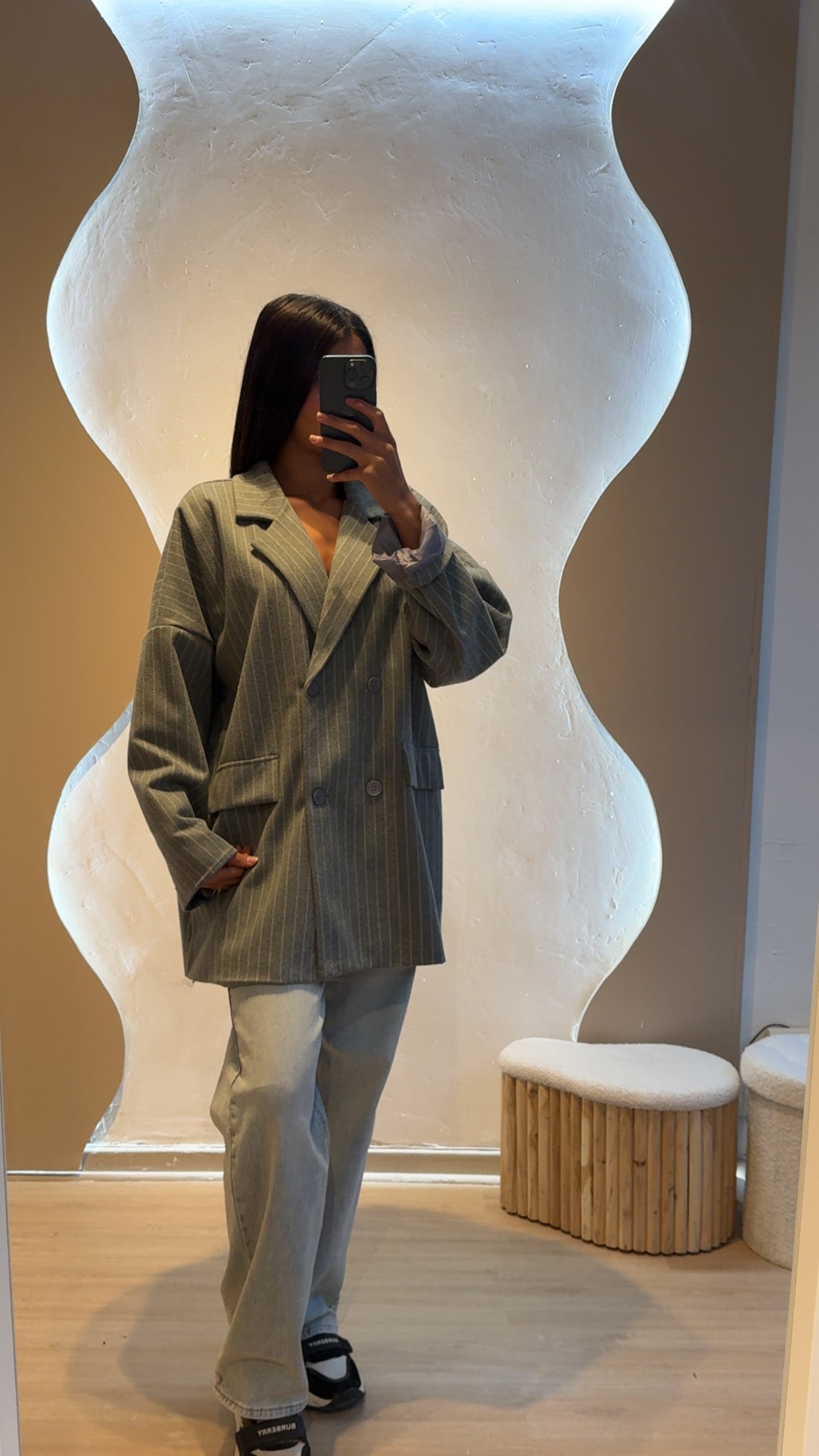 Blazer à rayures épais Gris