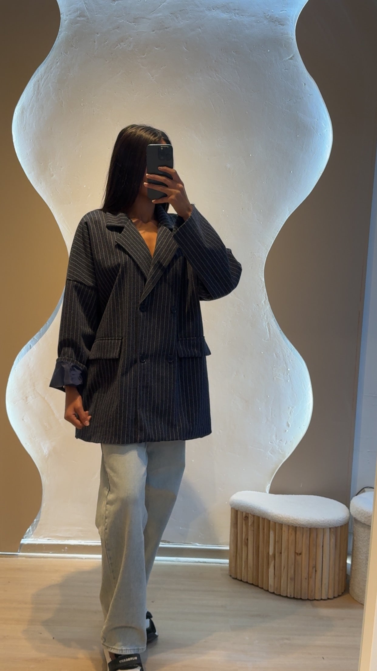 Blazer à rayures épais Bleu nuit