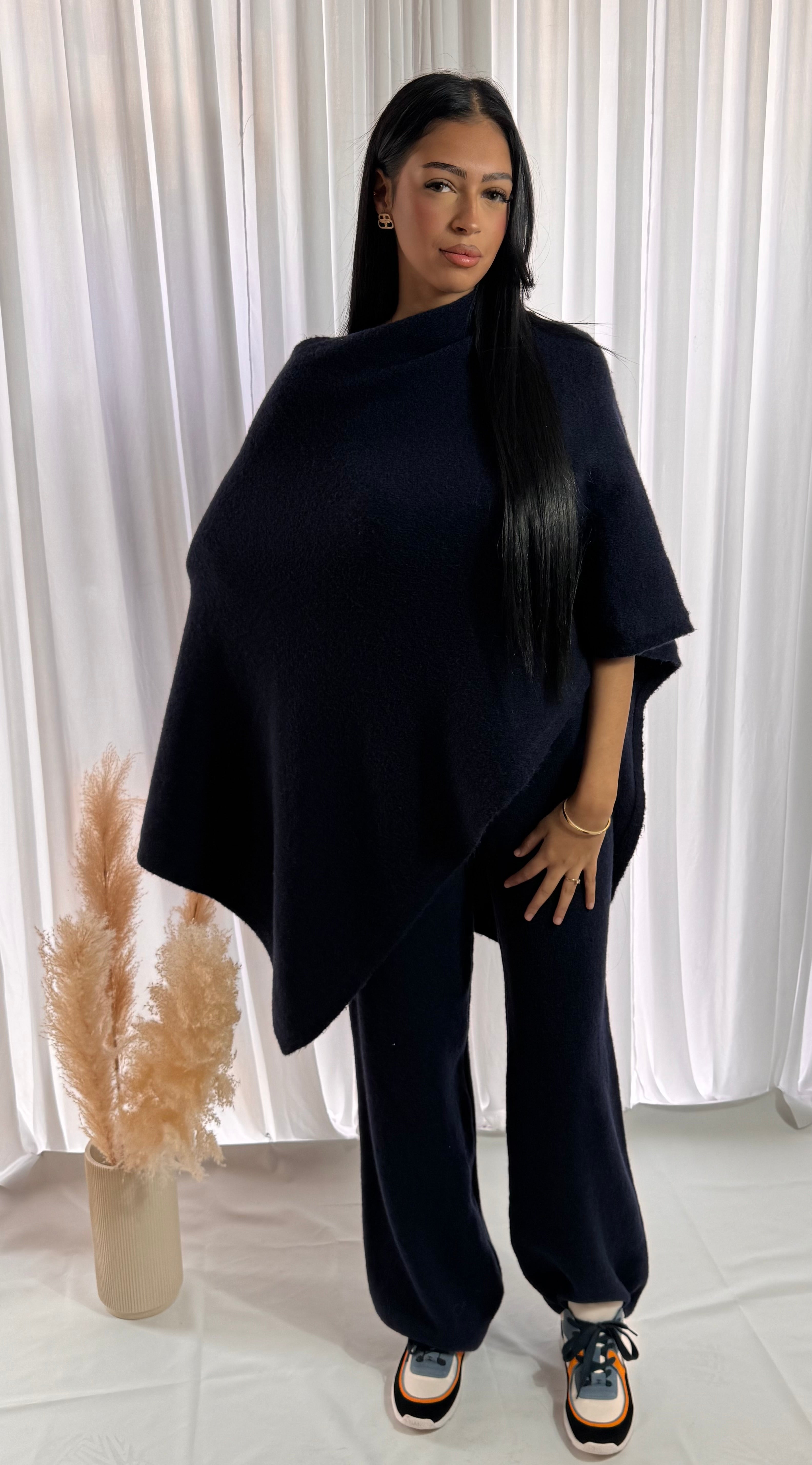 Ensemble poncho bleu marine