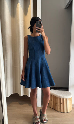 Robe évasée en jeans