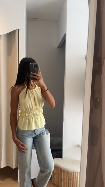 Haut léger dos nus Jaune