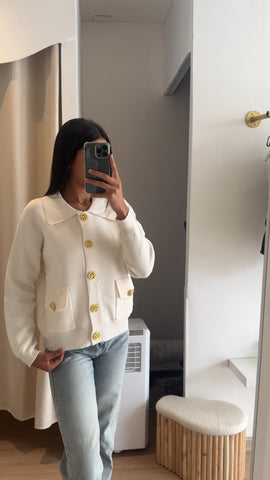 Pull avec boutons Blanc