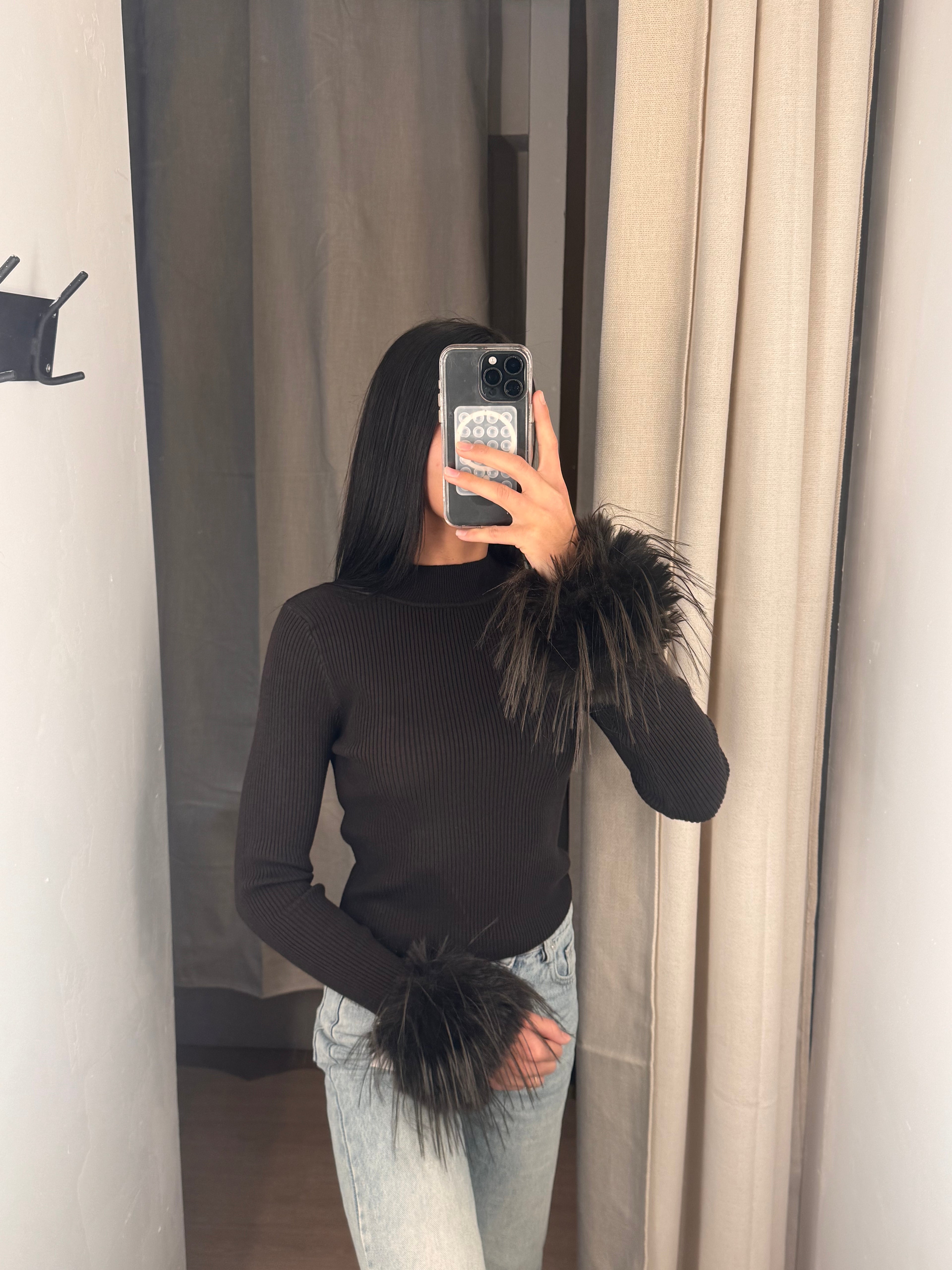 Pull Manches plumes Marron