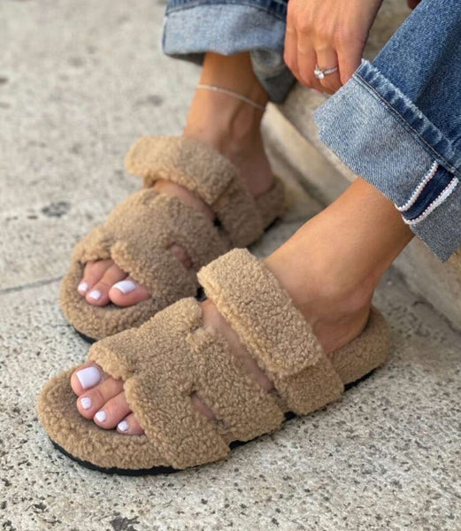 Claquettes moumoute H [Camel]