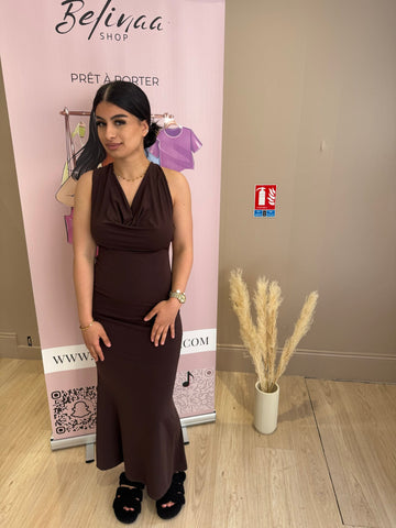 Robe dos nue [Marron]